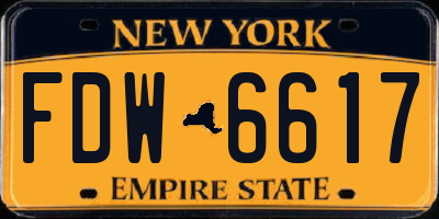 NY license plate FDW6617