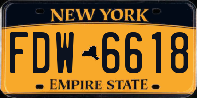 NY license plate FDW6618