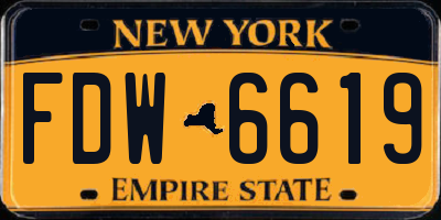NY license plate FDW6619