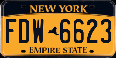NY license plate FDW6623