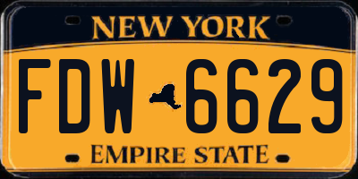 NY license plate FDW6629