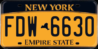 NY license plate FDW6630