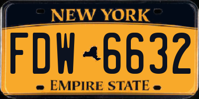 NY license plate FDW6632