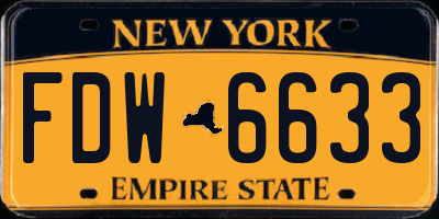 NY license plate FDW6633