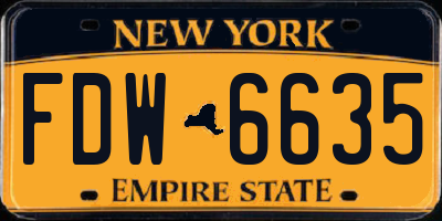NY license plate FDW6635