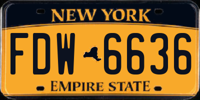 NY license plate FDW6636