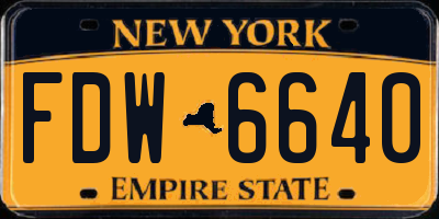 NY license plate FDW6640