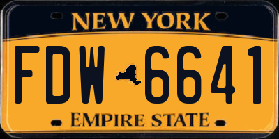NY license plate FDW6641