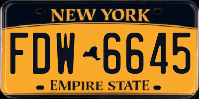 NY license plate FDW6645