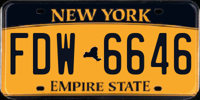 NY license plate FDW6646