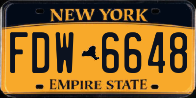 NY license plate FDW6648