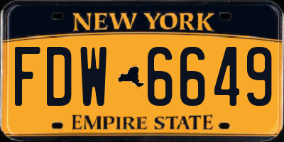 NY license plate FDW6649