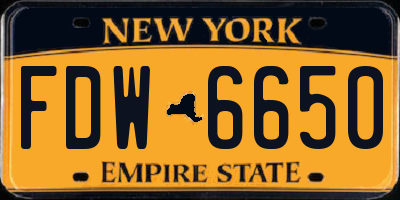 NY license plate FDW6650
