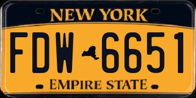NY license plate FDW6651