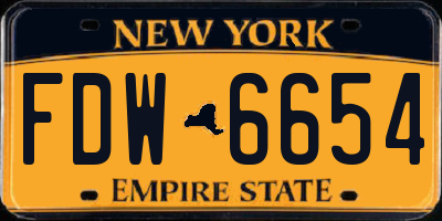 NY license plate FDW6654