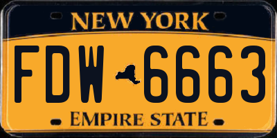 NY license plate FDW6663