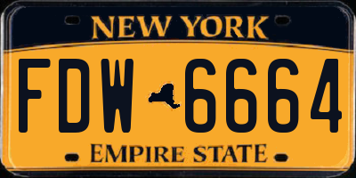 NY license plate FDW6664