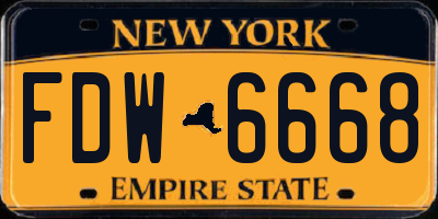 NY license plate FDW6668
