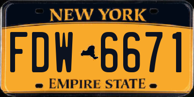 NY license plate FDW6671