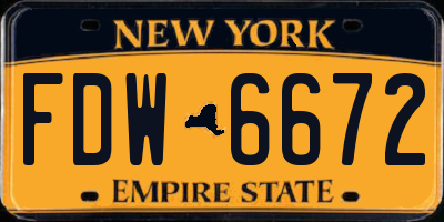 NY license plate FDW6672