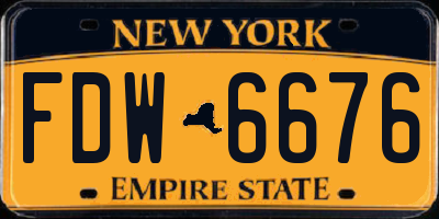 NY license plate FDW6676