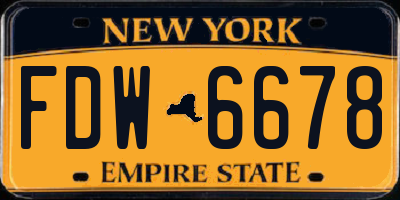 NY license plate FDW6678