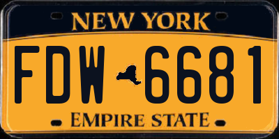 NY license plate FDW6681