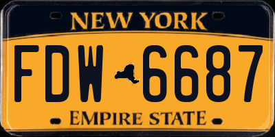 NY license plate FDW6687