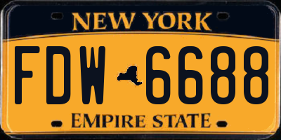 NY license plate FDW6688