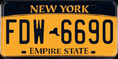 NY license plate FDW6690