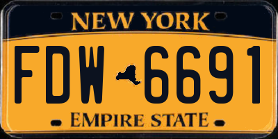 NY license plate FDW6691