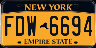NY license plate FDW6694