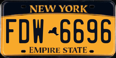 NY license plate FDW6696