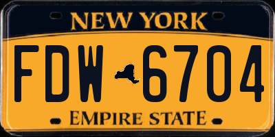 NY license plate FDW6704