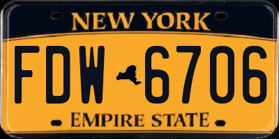 NY license plate FDW6706