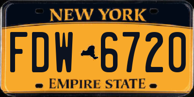 NY license plate FDW6720