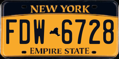 NY license plate FDW6728
