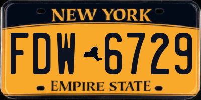 NY license plate FDW6729
