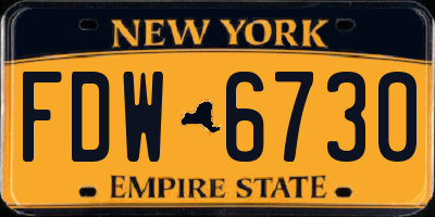 NY license plate FDW6730