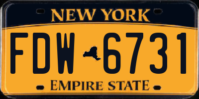 NY license plate FDW6731
