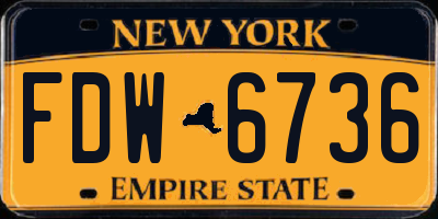 NY license plate FDW6736