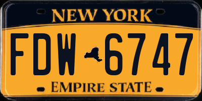 NY license plate FDW6747