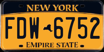 NY license plate FDW6752