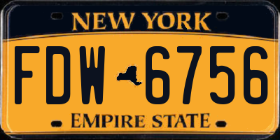 NY license plate FDW6756