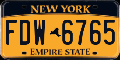 NY license plate FDW6765