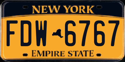 NY license plate FDW6767