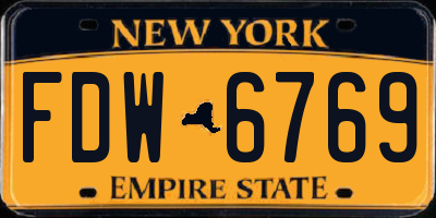 NY license plate FDW6769