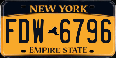 NY license plate FDW6796