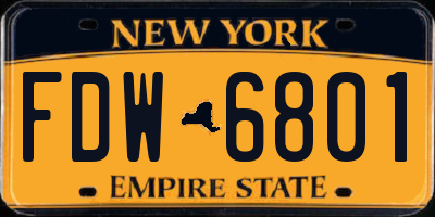 NY license plate FDW6801