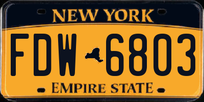 NY license plate FDW6803